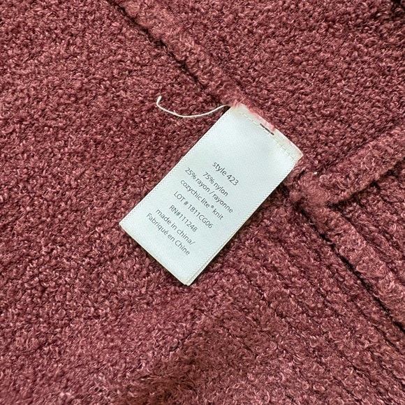 Barefoot Dreams CozyChic Lite maroon red soft relaxed loungewear cardigan, sz M - Picture 6 of 7